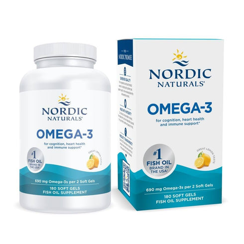 Omega-3 Lemon 180 Soft Gel Caps-Nordic Naturals-Matakana Pharmacy